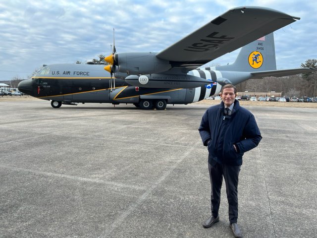Blumenthal welcomed home members of the 103rd Airlift Wing returning from Africa. 